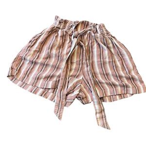 Hollister Ultra High-Rise Tie Front Striped Paper Bag Shorts - Small